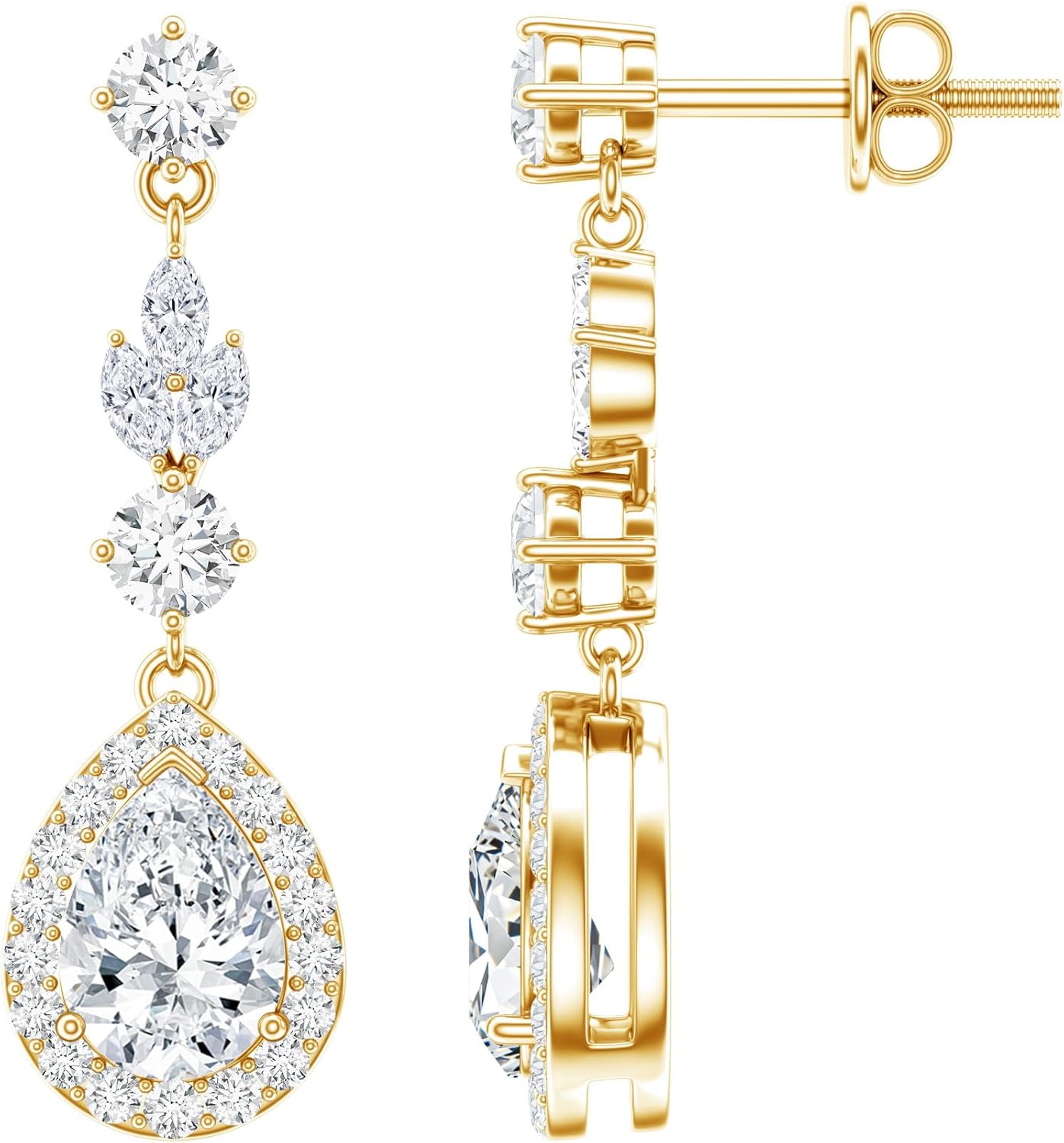 Certified 2.5 Carat Moissanite Dangle Earrings in Silver, D-Vs1 Quality, Moissanite Wedding Earrings - Ideal For Gift