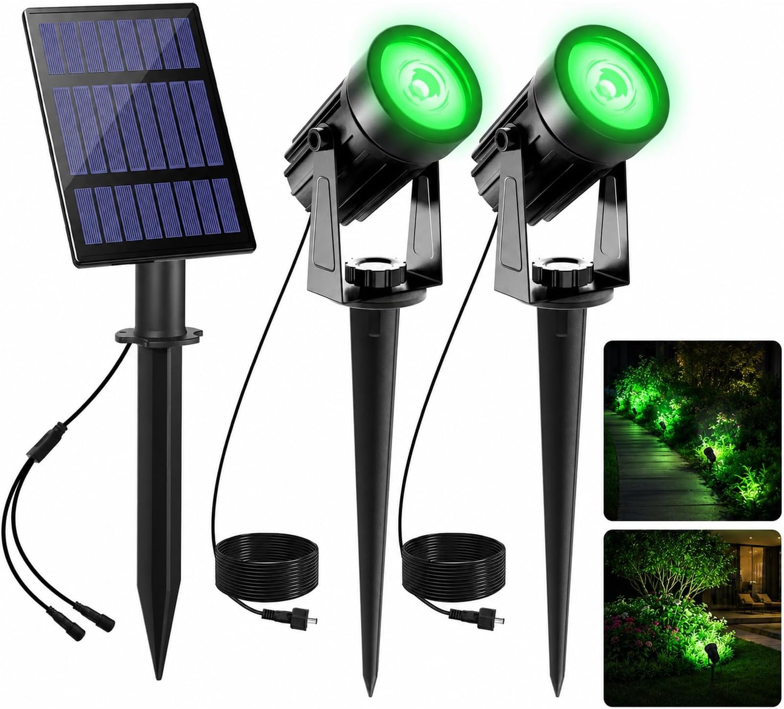 LED Solar Spotlights Outdoor Garden Landscape Lamps, IP65 Waterproof Solar Uplighters, Auto On/Off Stake Light for St. Patrick’s Day Halloween Christmas Backyard Pathway Tree.