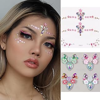Tatuaje de cara, gemas de diamantes de imitac...