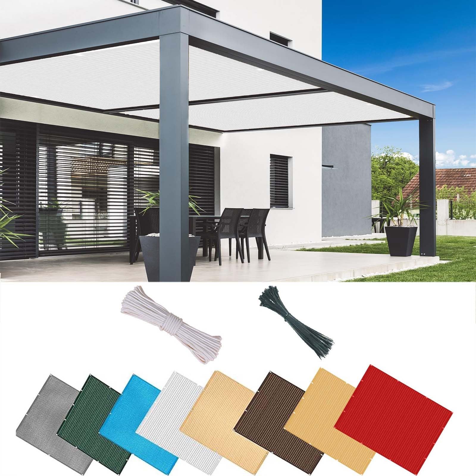 Voile d'ombrage blanc résistant aux UV toile solaire 90% pour tonnelle pergola et terrasse 2x6m