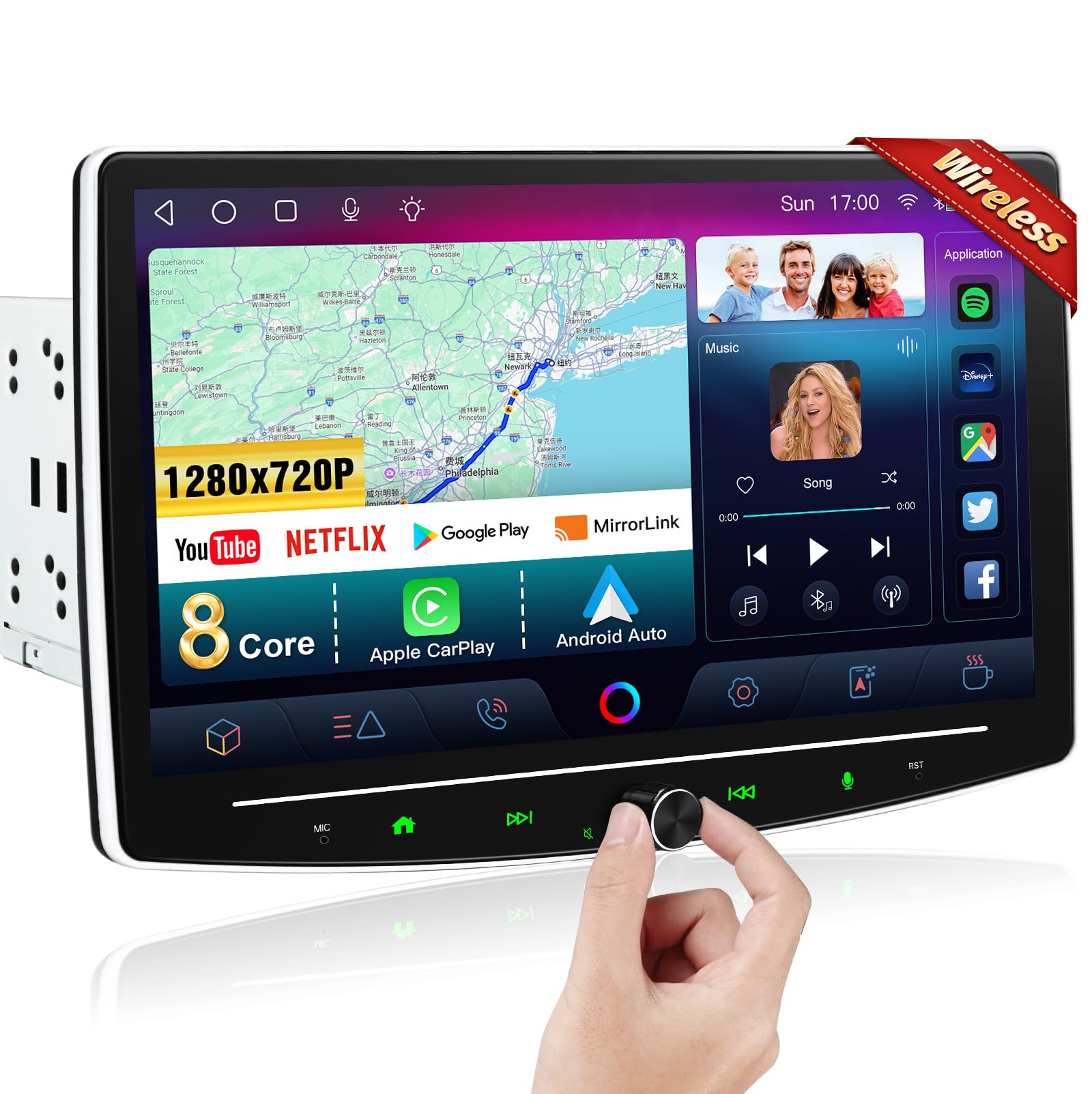 Amazon.com: 10 Inch Double Din Car Stereo Wireless Apple CarPlay