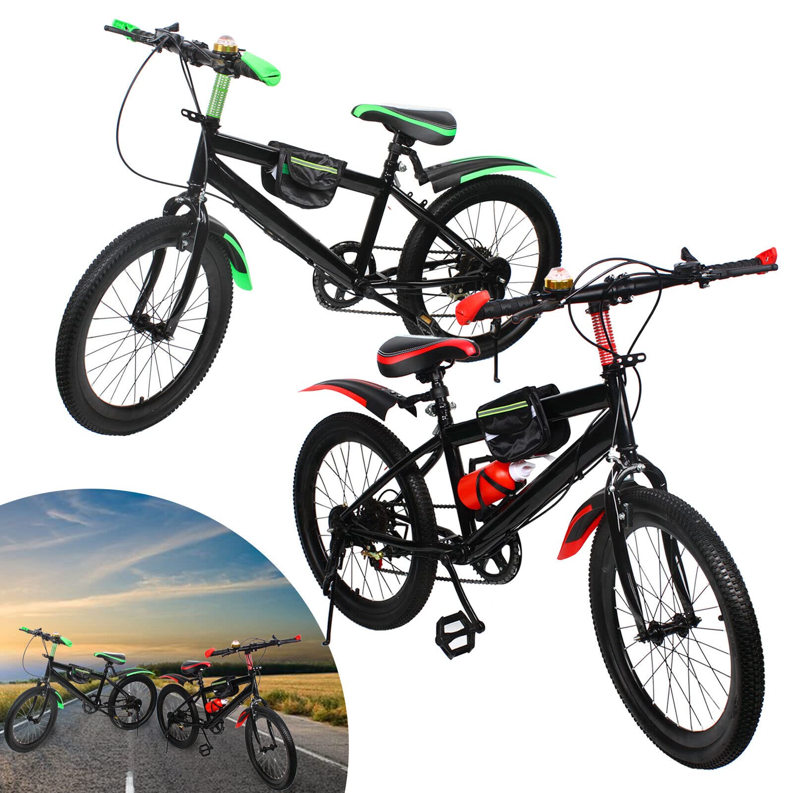 Vélo Enfant 20 Pouces VTT 6 Vitesses - Cadre Acier - Freins à Disque - Pour Filles Et Garçons