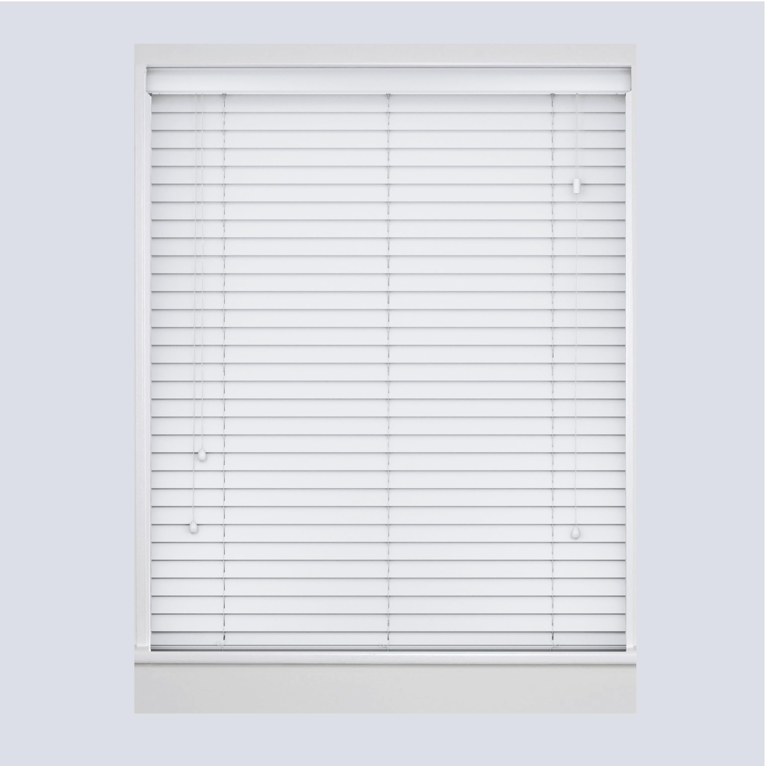 Apex Furnishings Made to Measure Faux Wood Window Venetian Blinds-50mm Slats White String Design Home Office Windows Blind (165cm x 150cm)