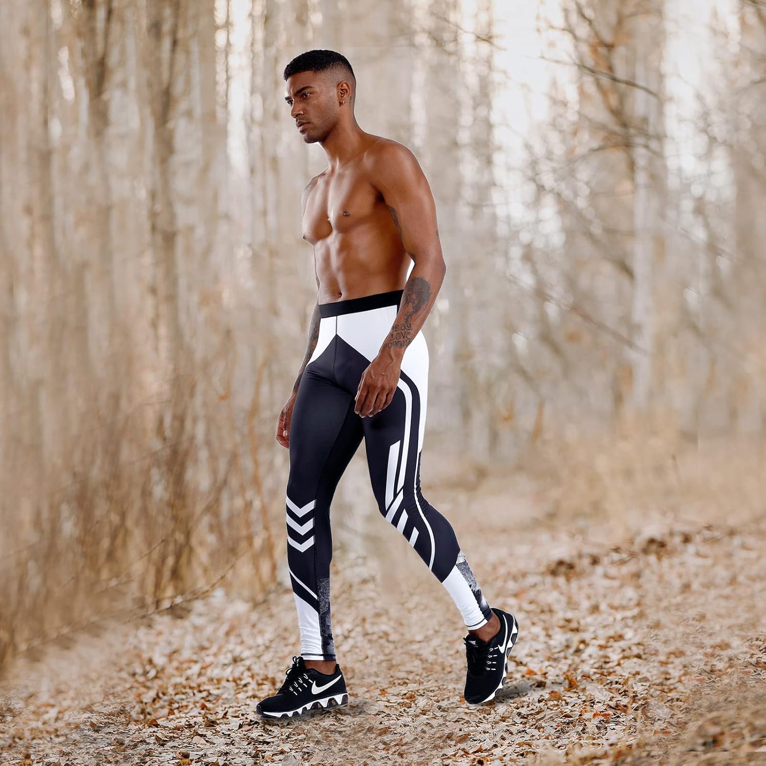 OEBLD Compression Pants Men UV Blocking Running Tights 1 or 2 Pack Gym Yoga Leggings for Athletic Workout - Image 3