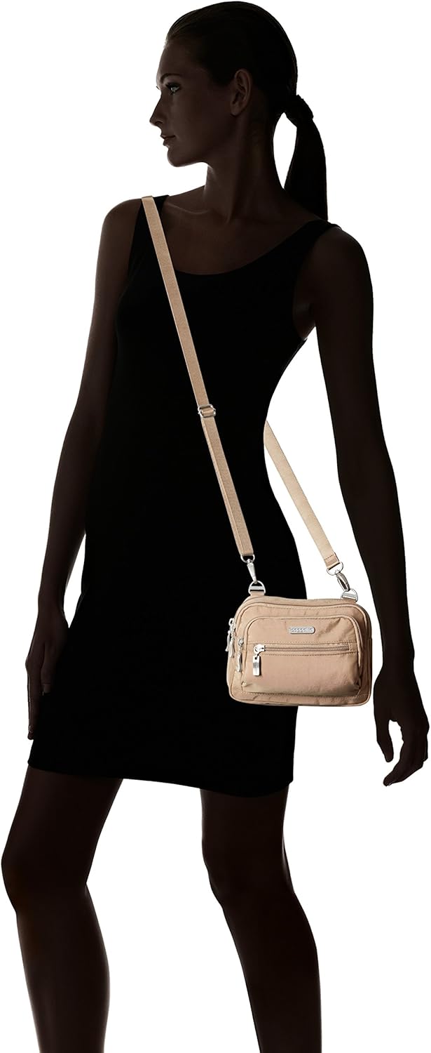 Baggallini Triple Zip Small Crossbody Bag for Women - 8x6 Lightweight Convertible Fanny Pack Belt Bag - Image 2