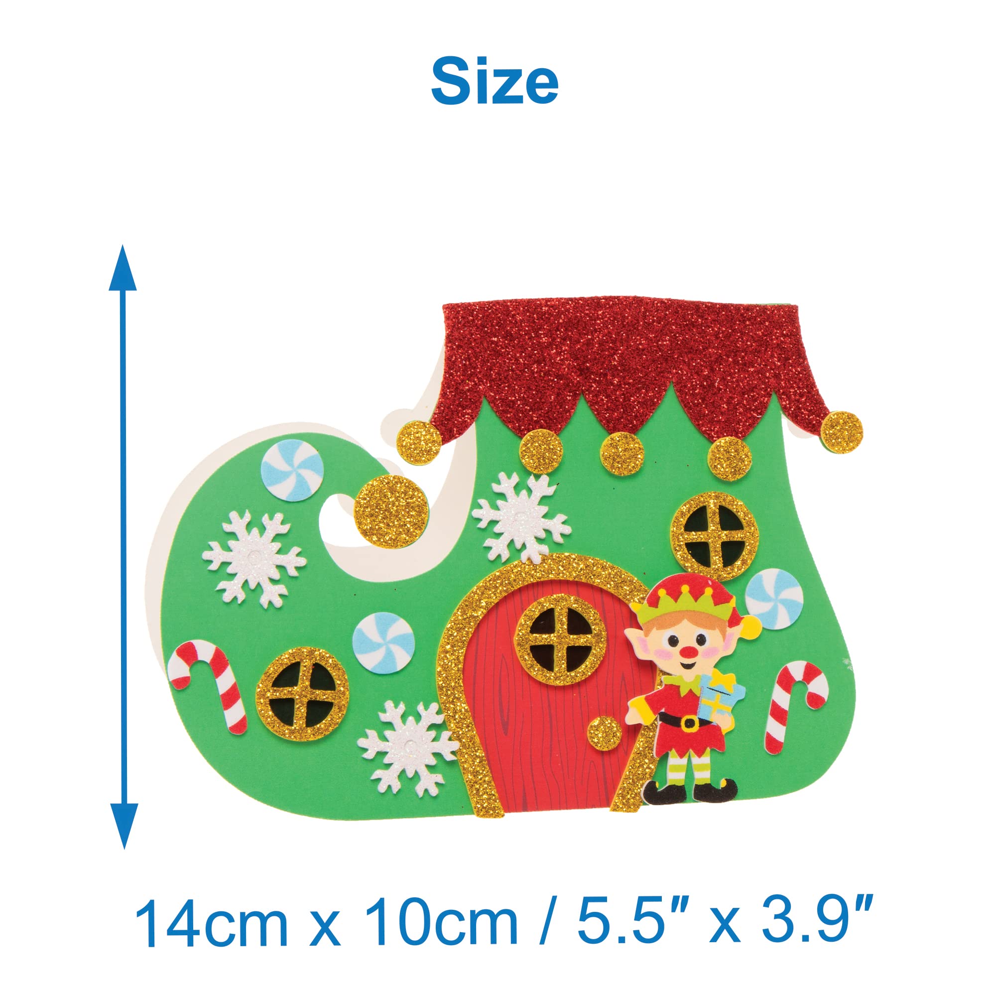 Baker Ross FE968 Kits de Tarjetas de Bota de Elfo Navideño - Paquete de 6, Haz tus Propias Tarjetas Navideñas, Ideales para Proyectos de Manualidades para Niños