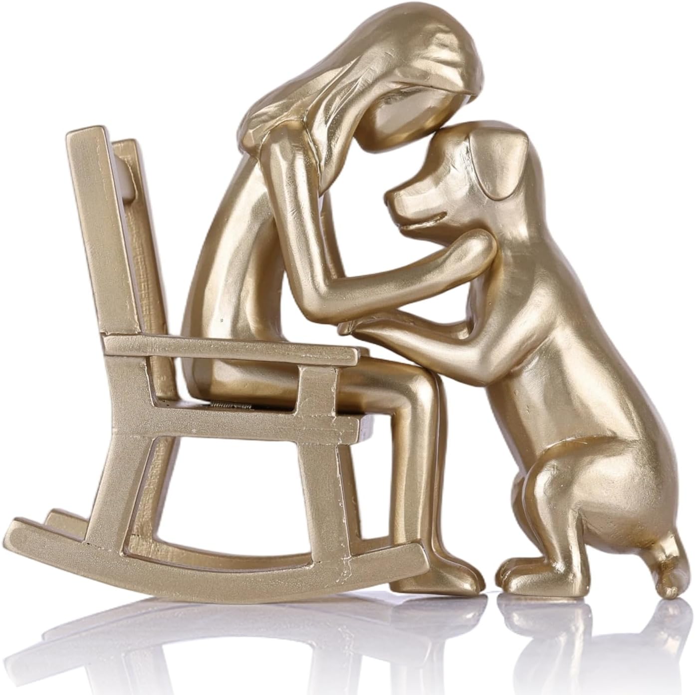 Man and Dog Figurine, Dog Memorial Gifts for Loss of Dog, Dog Sculpture Home Decor, Decorative Figurines for Shelves, Bookshelf, TV Stand, Office and Living Room Decor (Sandstone)