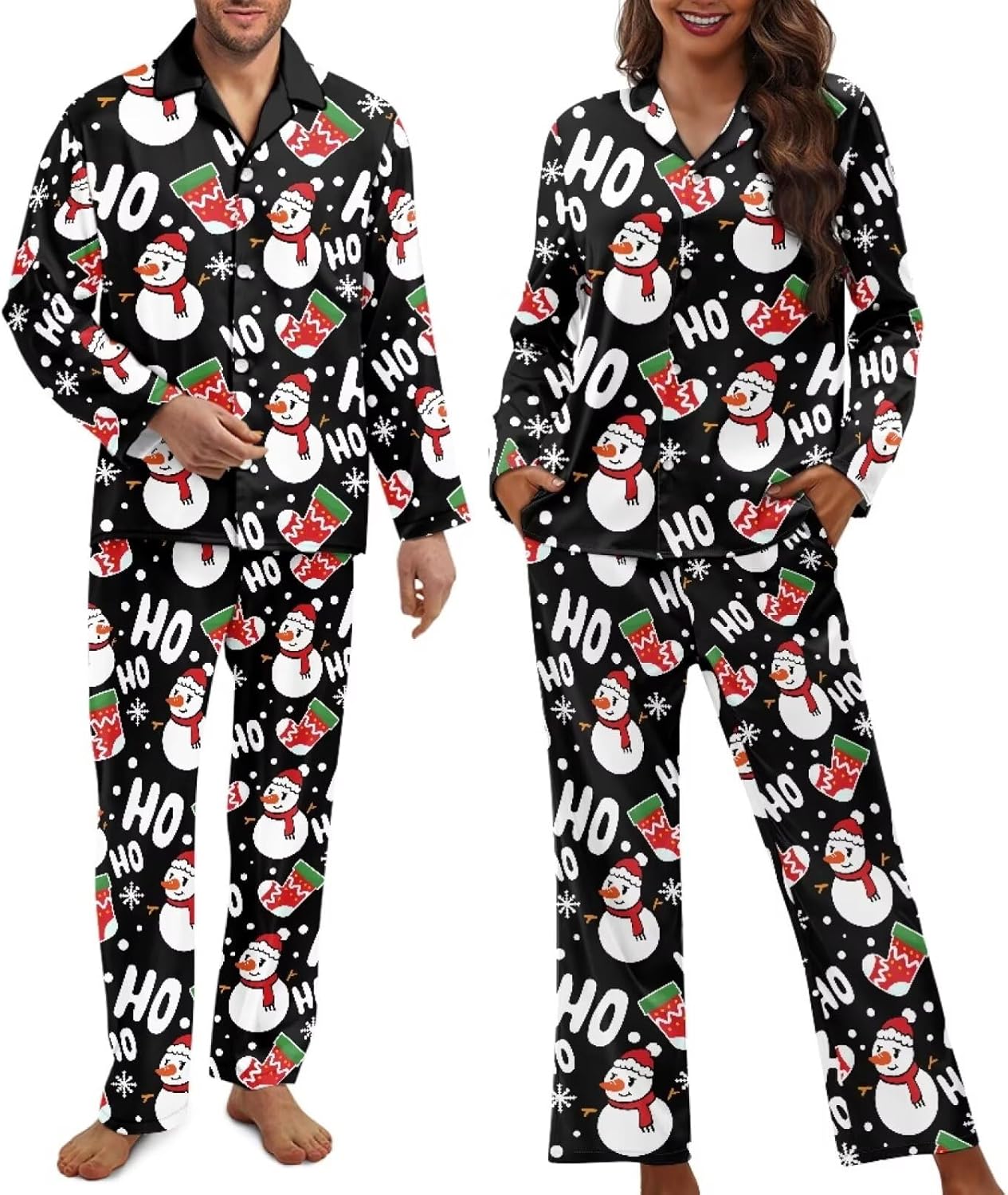 Couples Matching Pajamas Long Sleeve Holidays Sleepwear Soft Loungewear