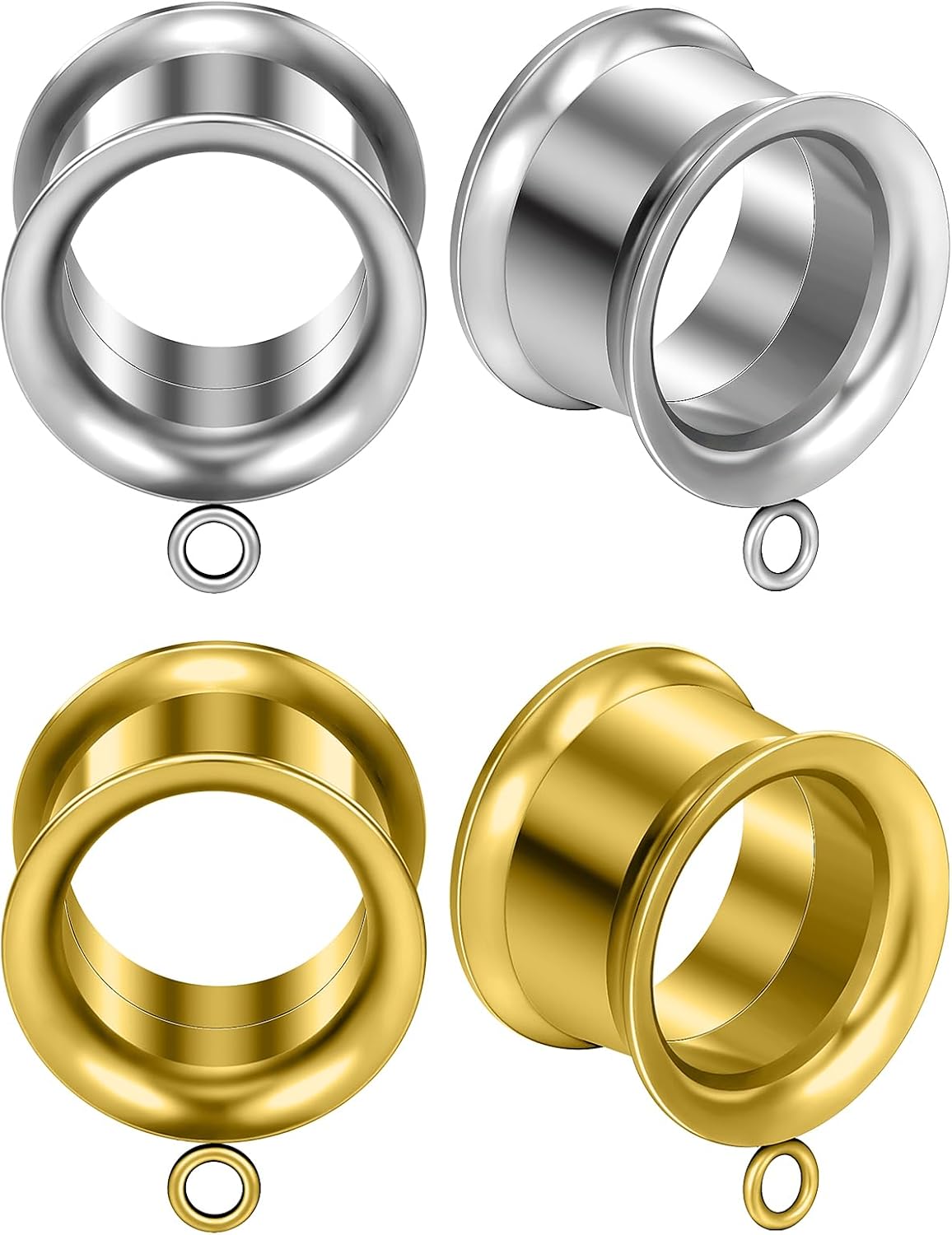 8G-25mm DIY Gauges for Ears 316L Surgical Steel Double Flared Tunnels Plugs Earrings Hollow Internally Threaded Ear Gauges Piercing for Women Men Silver Gold Tone