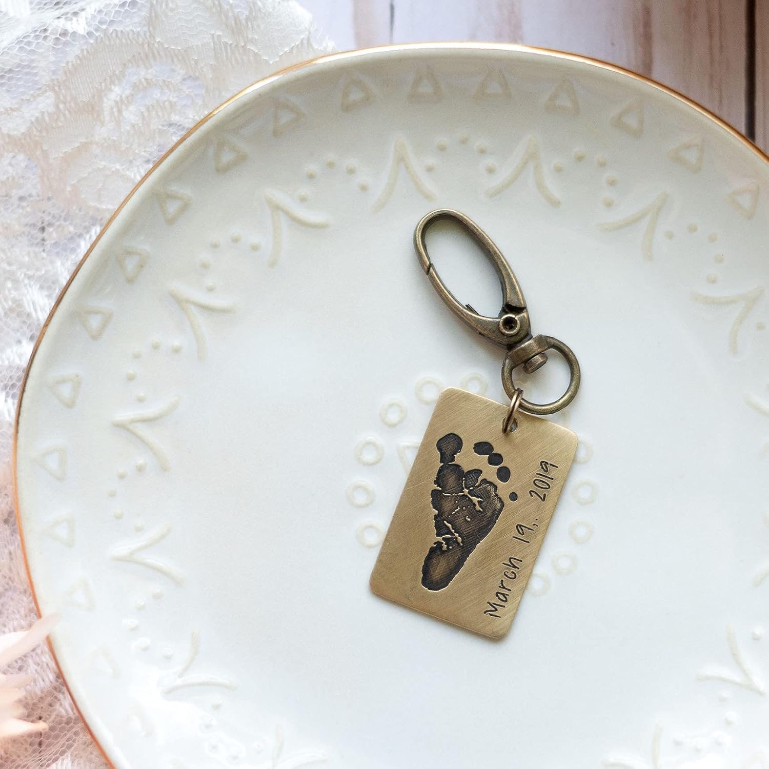 Brass Key Chain, Actual Footprint, Father's Day Present, Present for Dad