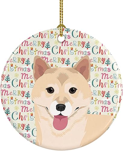 Miniatura 201 de Caroline's Treasures Adorno navideño de husky siberiano en blanco y negro #2 de cerámica para árbol de Navidad, decoración colgante para el hogar,