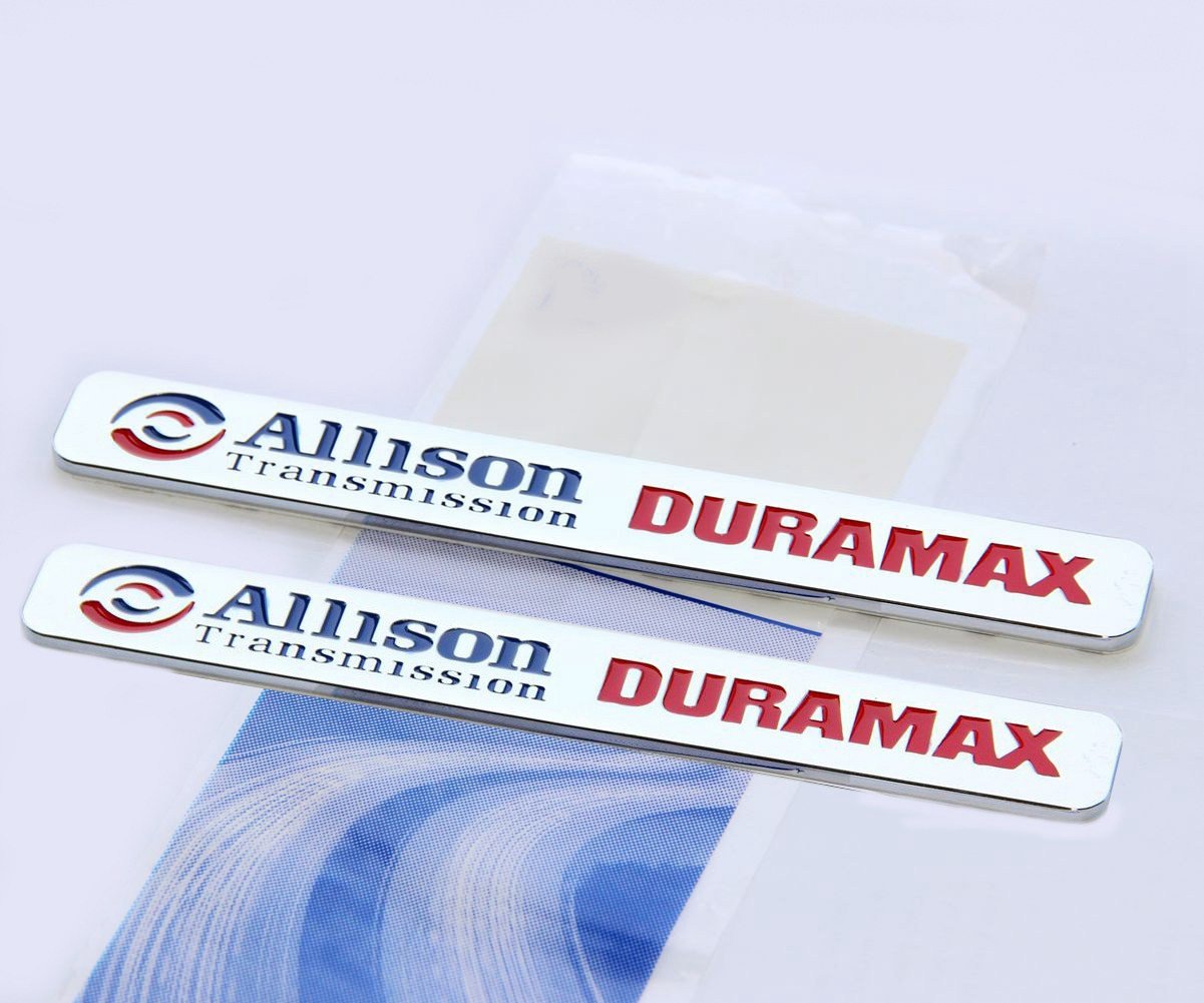 Yoaoo 2x OEM Red Allison Transmission Duramax Emblems Chrome 2500Hd for Gm Silverado Gmc Chrome