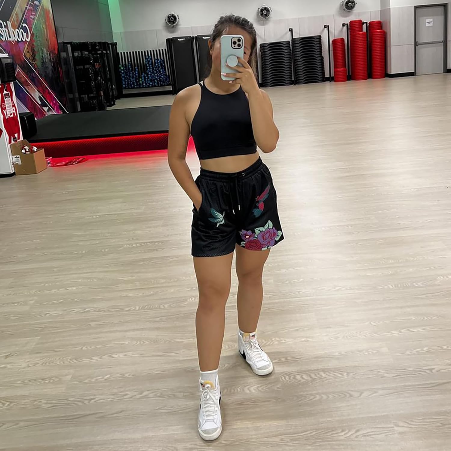 BOOMLEMON Mens Mesh Graphic Print Shorts Casual Fashion Cool Shorts Retro Active Gym Streetwear Short Pants - Image 5