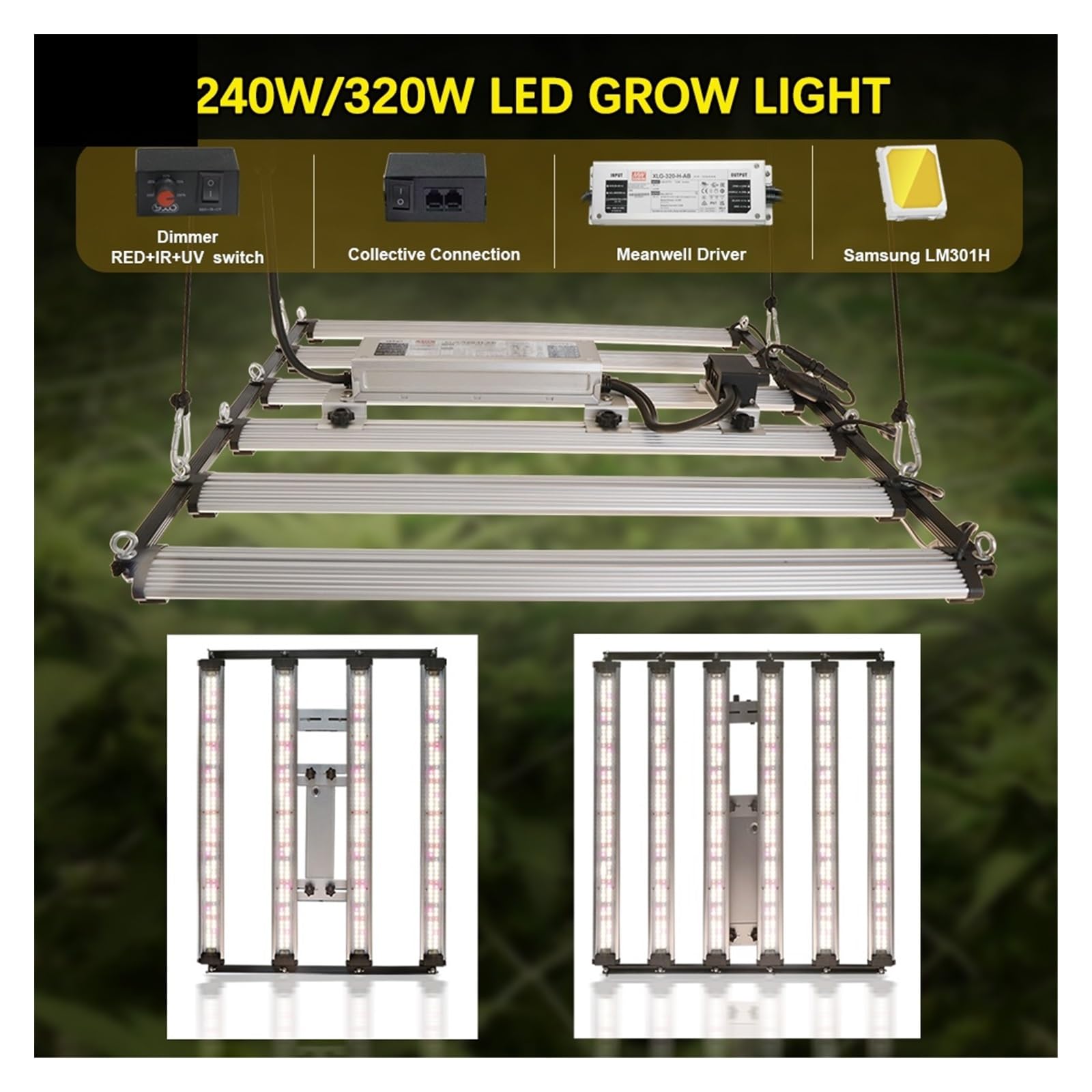 Lampe de Plante, 650W 1000W LM301H Evo LED élèvent la Barre Lumineuse Timmer UV IR Marche/arrêt for la Lampe Phyto de Croissance des Plantes de Tente de Fleur d'intérieur(Plug_1000W)