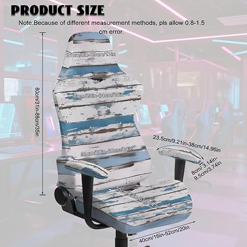 Miniatura 7 de Suobstales Wood Pattern Gaming Chair Cover with Armrest Covers, Stretchable Gaming Computer Office Chair Seat Cover Slipcovers with Zipper Universal