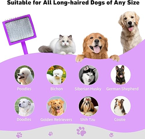 Miniatura 5 de Cepillo deslizante para perros para desprender y asear gatos de pelo medio o largo, cepillo extra largo y suave para eliminar el cabello suelto,