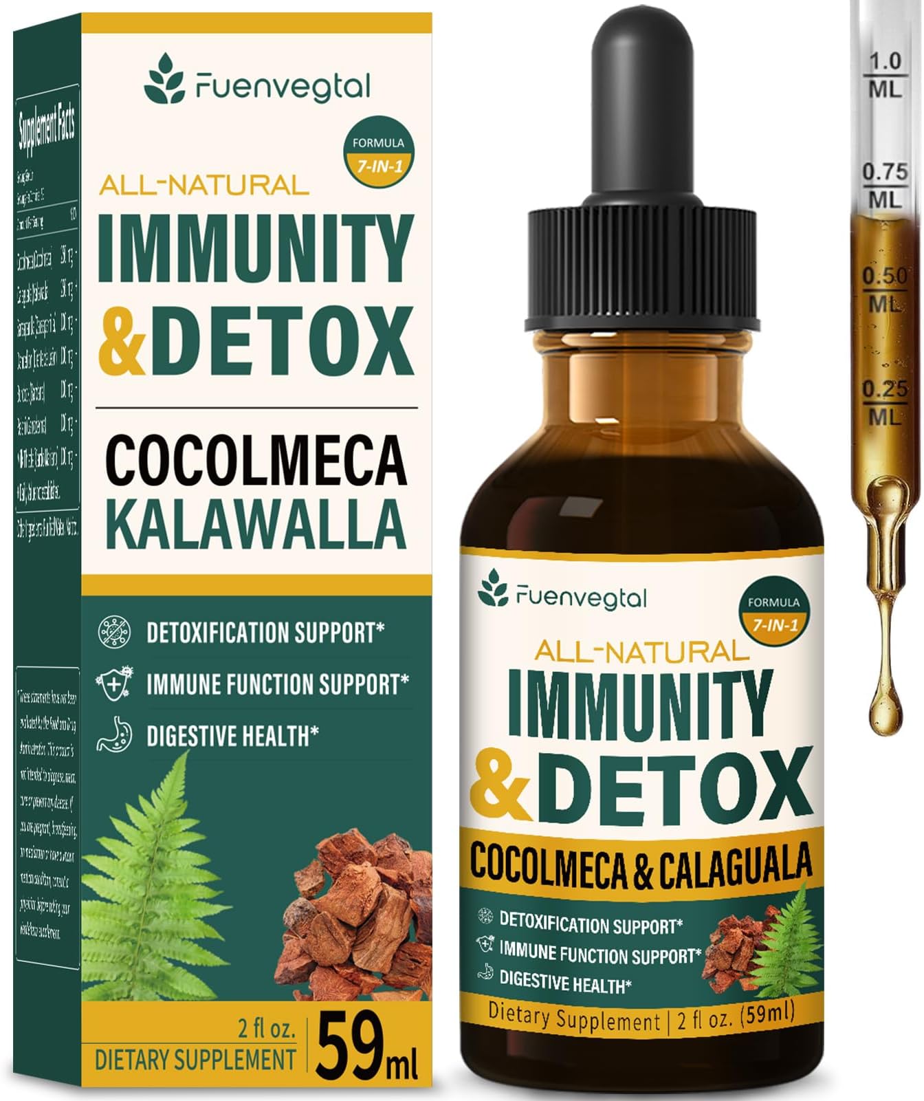 Cocolmeca Bark Immunity & Detox Drop, Herbal Extract with Polypodium Leucotomos Sarsaparilla Milk Thistle Supplement Support Detoxification, Immune System, Digestive Health. 2oz