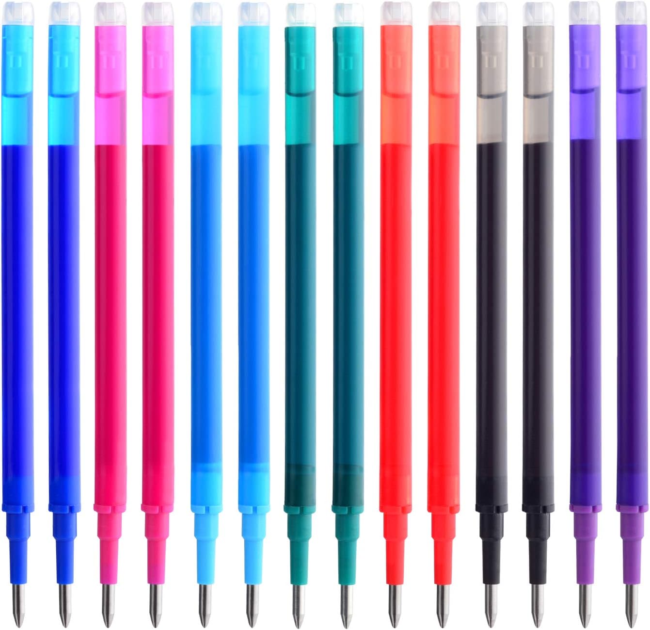 Recambios de tinta gel borrable ParKoo, punta fina 0.7 mm, 7 colores, pack de 14
