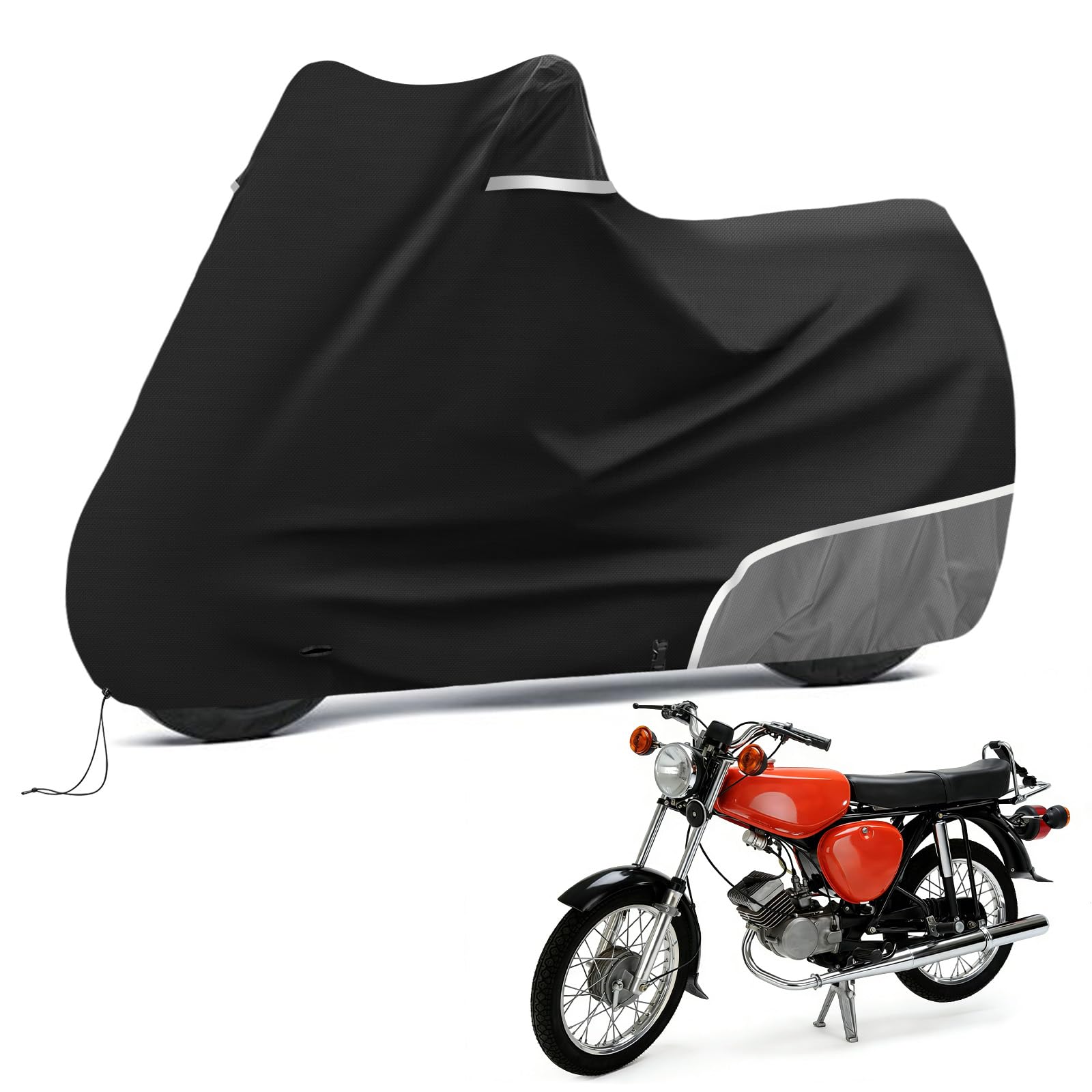 Motorradabdeckung Outdoor passend für Simson s51, 420D Oxford-Stoff | Wasserdicht Motorrad Abdeckplane Garage Wetterfest Outdoor Motorrad Abdeckung Plane
