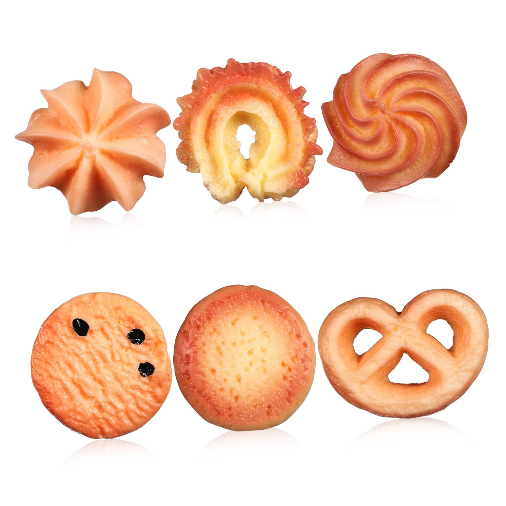 VICASKY Fake Cookies 6Pcs Realistic Biscuit Pretend Play Food Artificial Food for Decoration Cookie Ornament Props for Party Home Display Diy Projects