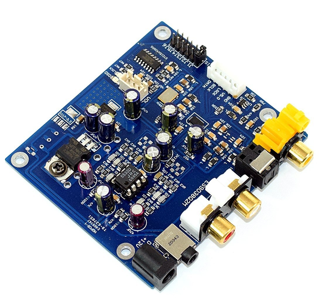 DAC I2S YJ-ES9038 Q2M decodifica DSD nativo por entrada óptica y coaxial
