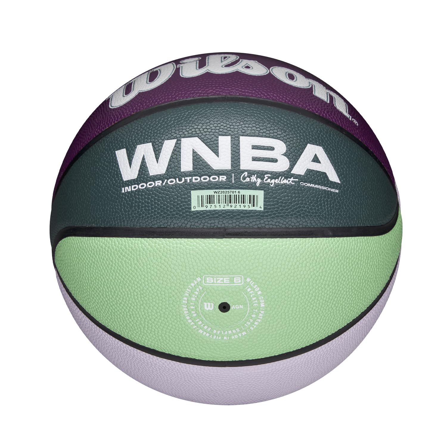 Wilson Pallone da Basket WNBA Heir Wow, In Materiali Pure Feel, Per Indoor/Outdoor, Viola/Turchese, Misura 6