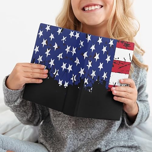 Miniatura 2 de Rnyleeg Funda de libro de bandera estadounidense para amantes de los libros, fundas elásticas para libros de tapa dura, cubierta de libro de texto