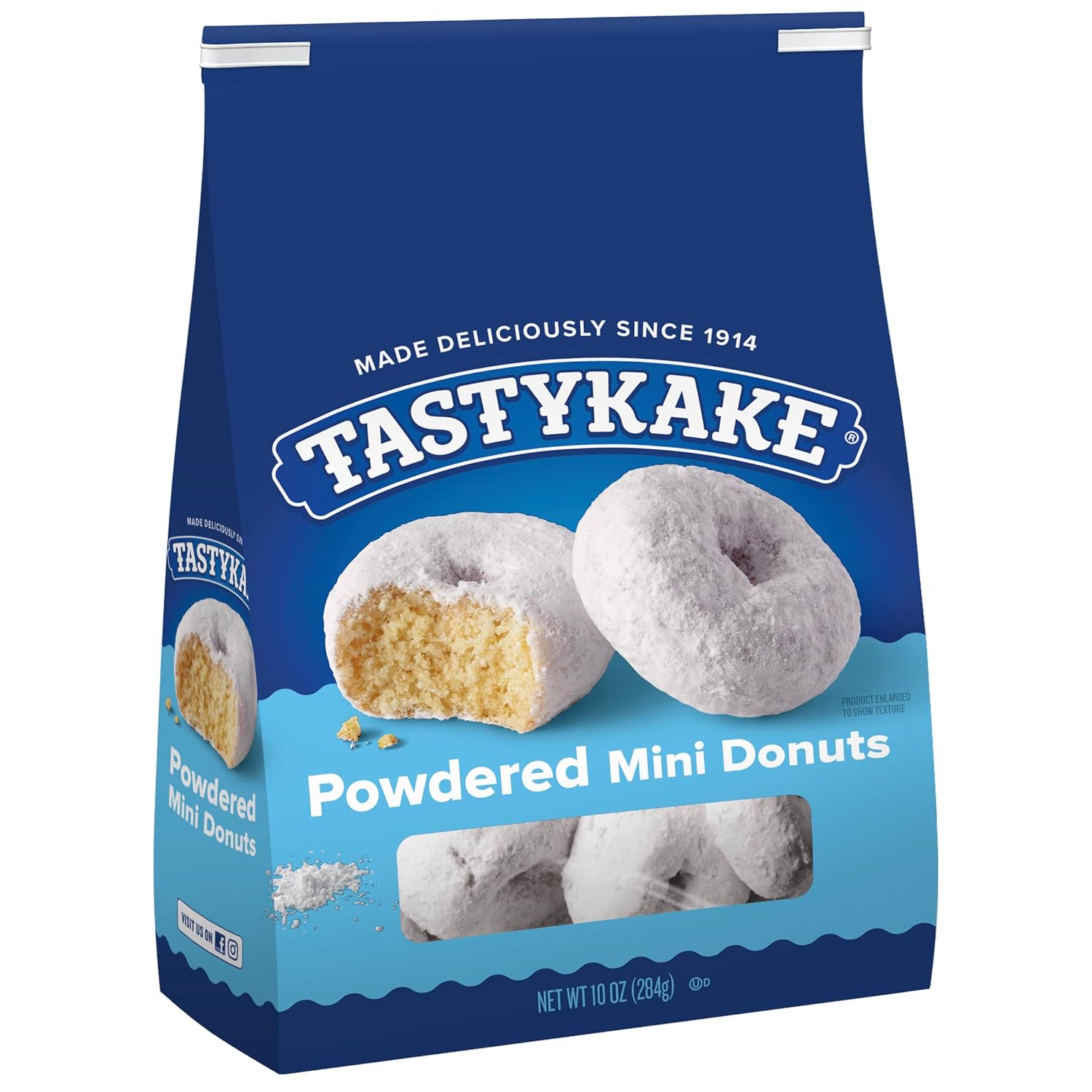 Tastykake Powdered Sugar Mini Donuts, 10 oz Resealable Bag - Fluffy Sweet Snacks for Breakfast or Anytime, 4.5 Stars 1181 Reviews