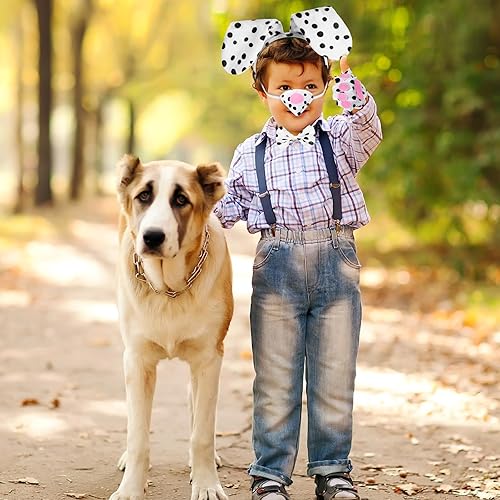Miniatura 6 de Syhood Disfraz de cachorro para perro, diadema con orejas de perro, corbatín, nariz, cola de cachorro, guantes de pata de cachorro, disfraz de