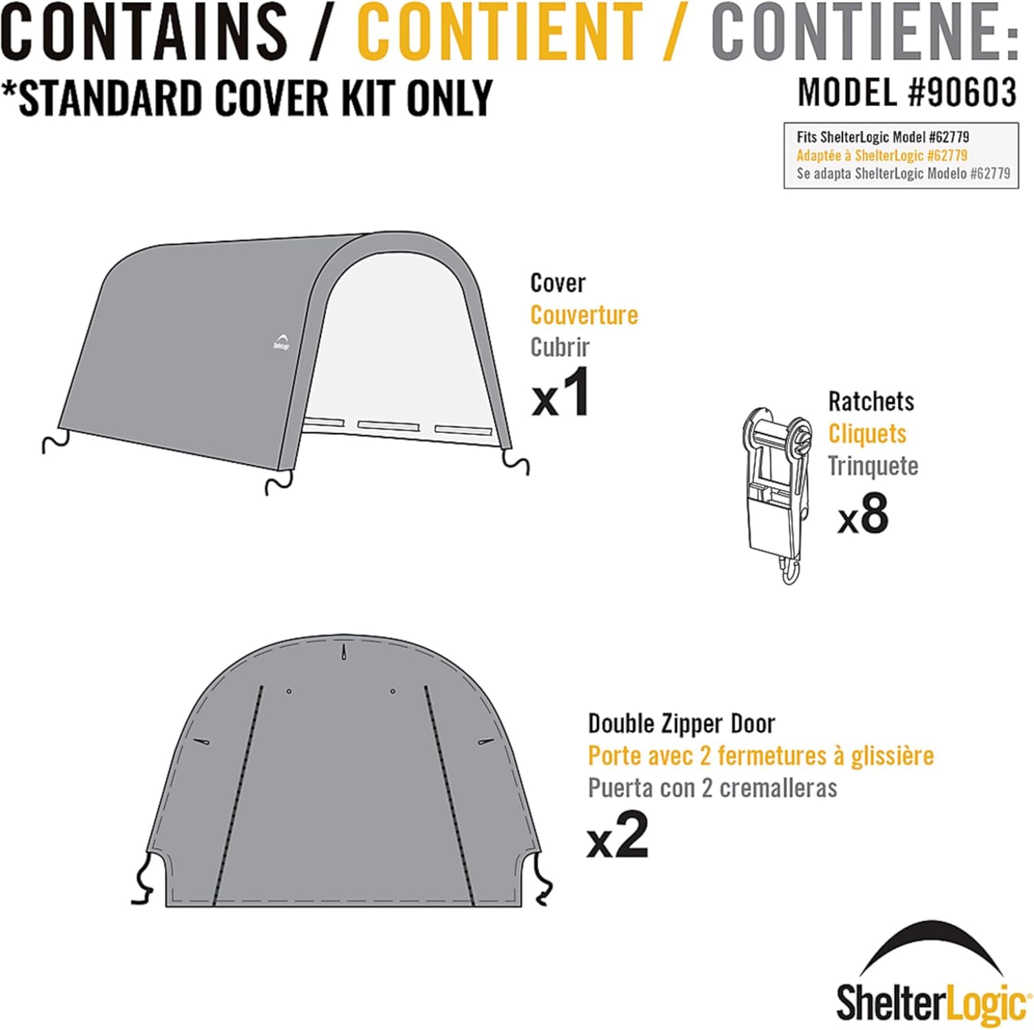 ShelterLogic Replacement Cover Only No Frame-12Wx20Lx8H Round Garage in a Box 90603 for Model 62779 (7.5oz Green) ShelterLogic Replacement Cover Only No Frame-12Wx20Lx8H Round Garage in a Box 90603 for Model 62779 (7.5oz Green)