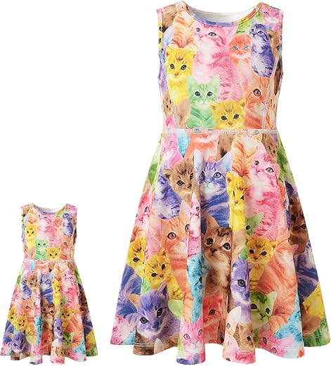 Jxstar Matching Girls & Doll Flower Dresses Sleeveless Summer 18" Dolls Clothes