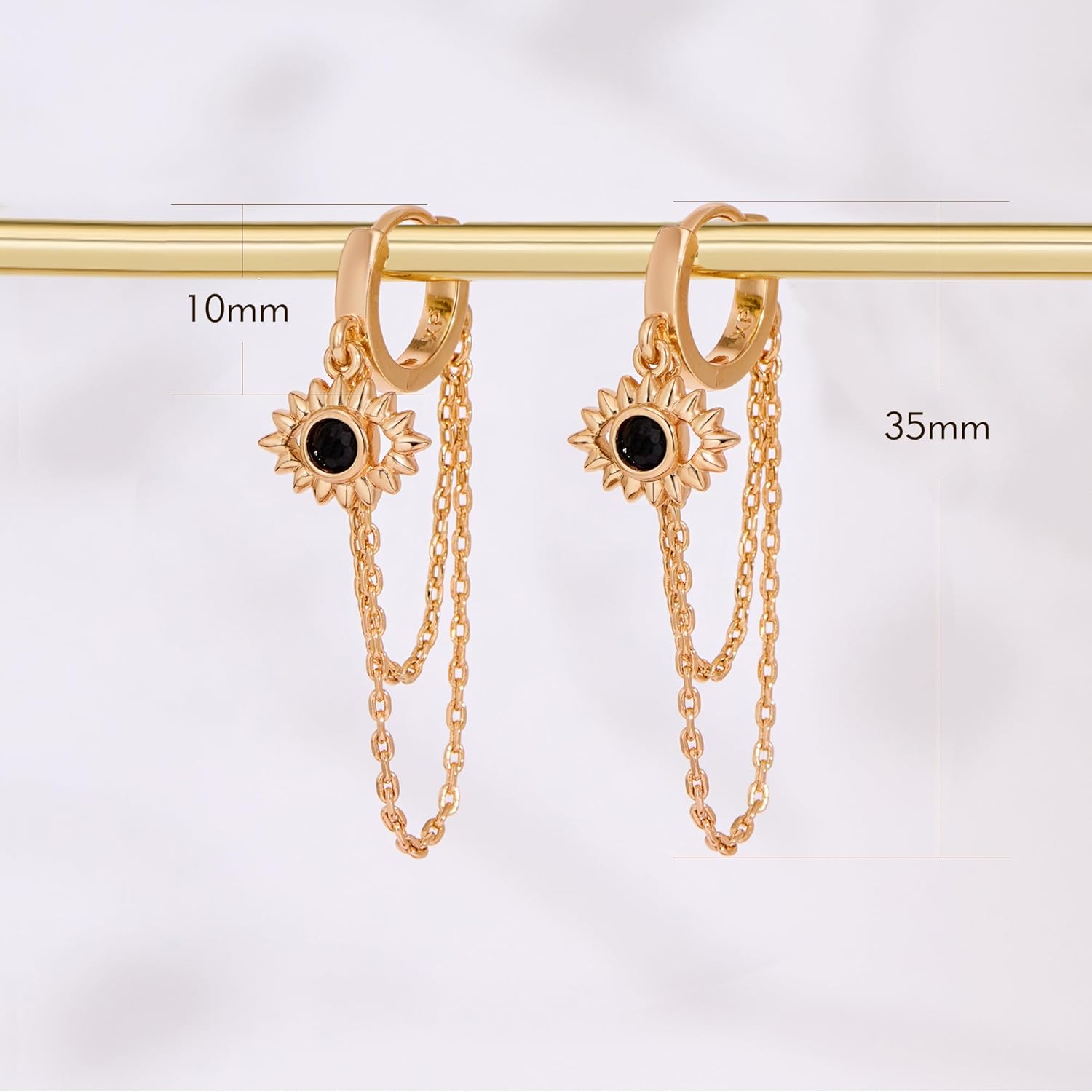 Dangle Earrings for Women Dainty CZ Triple Huggie Stud Earring Trendy Paperclip Flower Evil Eye Dangle Hoop Earring Hypoallergenic Statement Drop Huggie Earrings for Women Gold Jewelry - Image 5