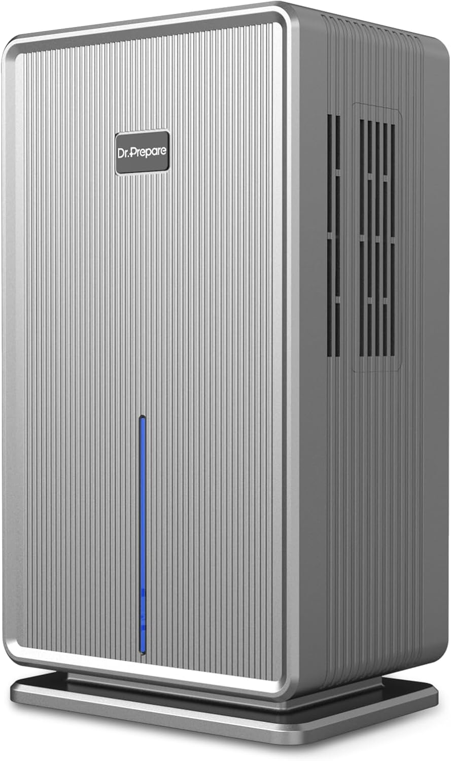 Dr. Prepare Dehumidifier for Bathroom, 101 OZ Water Tank, 750 Sq. Ft Dual Semiconductor Quiet Dehumidifier, 2 Working Modes, Auto Shut Off and Auto Defrost, Portable for Basement, Bedroom, Home, RV 34 oz