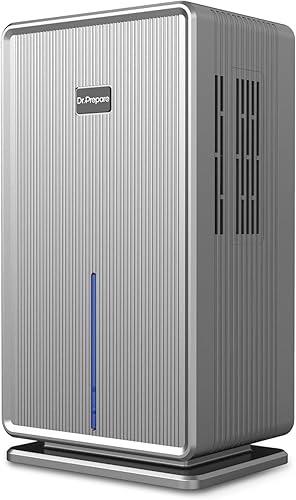 DR.PREPARE Deshumidificador de 101 onzas para el hogar de 950 pies cuadrados, deshumidificador silencioso de doble semiconductor con descongelación