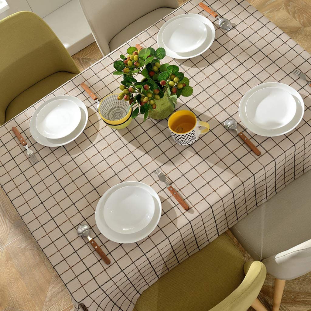 Nappe oblongue lavable et résistante à carreaux vintage brodée pour table rectangle