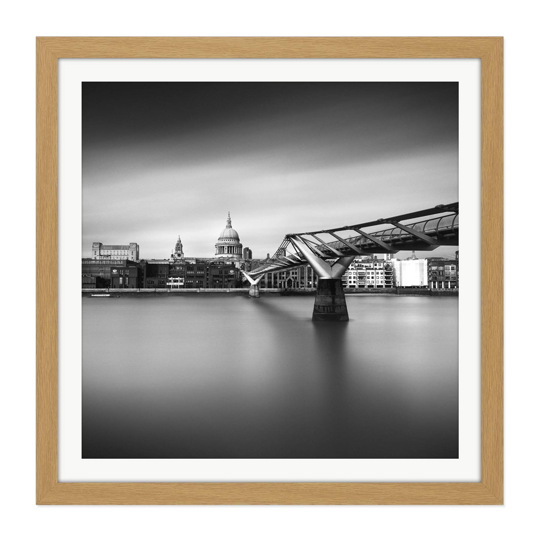 Artery8 Warby Millenium Bridge London Cityscape Photo Square Wooden Framed Wall Art Print Picture 16X16 Inch