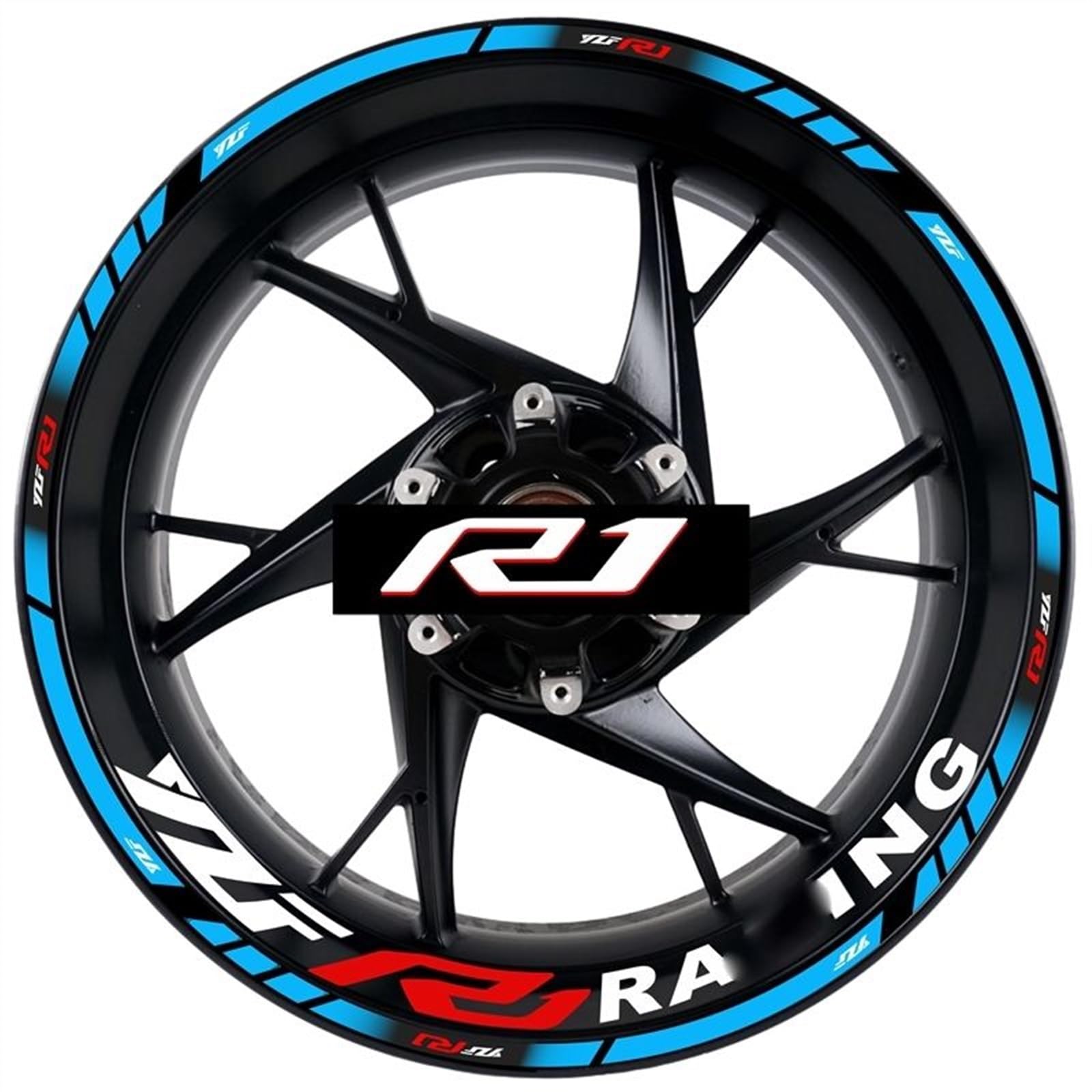 Applique for for YZFR1 Motorcycle Decal Set Decorative Wheel Hub for YZF R1 Wheel Rim Reflective Waterproof Sticker(A7,B)