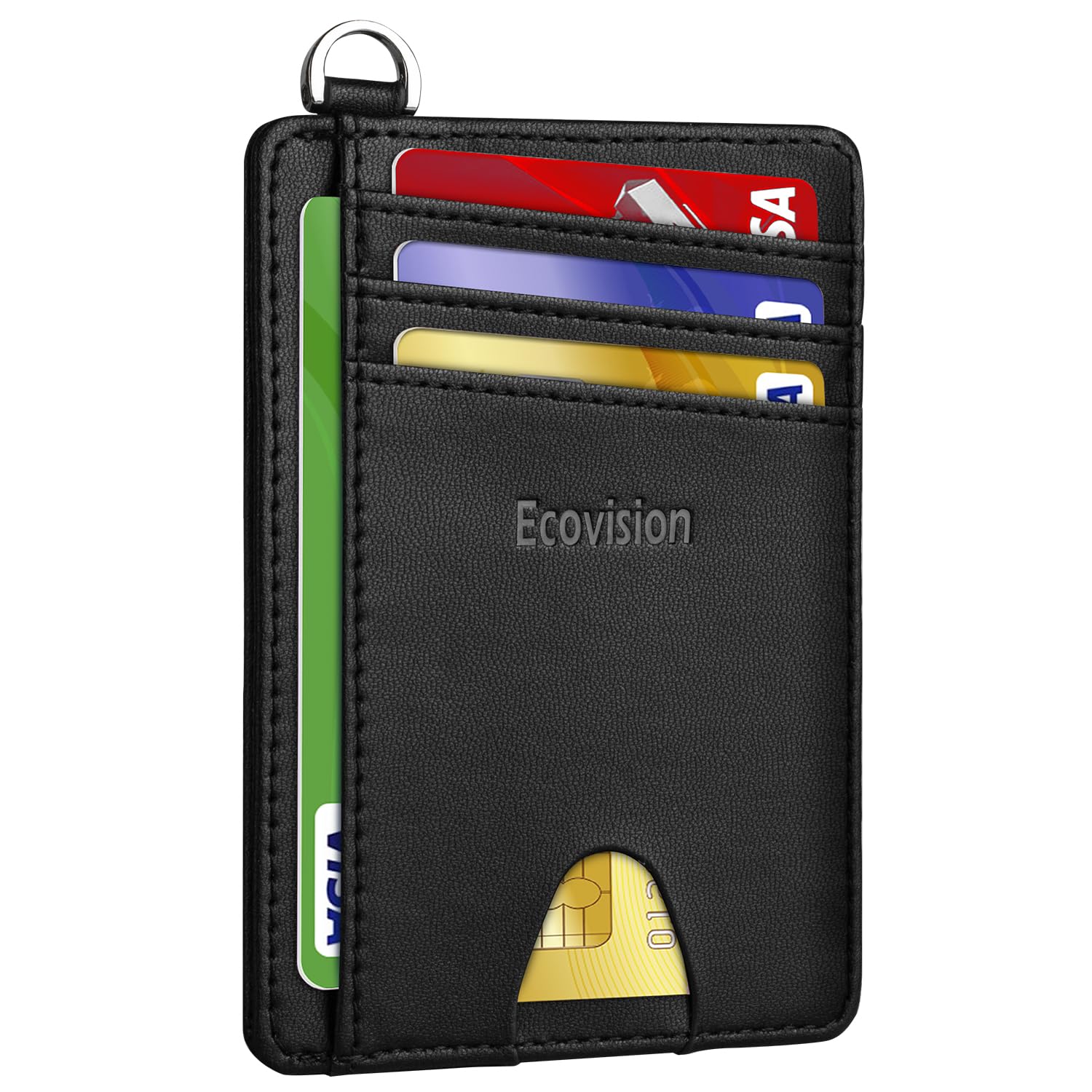 Slim Minimalist Front Pocket Wallet, RFID Blocking Credit Card Holder Wallet with Detachable D-Shackle for Men Women