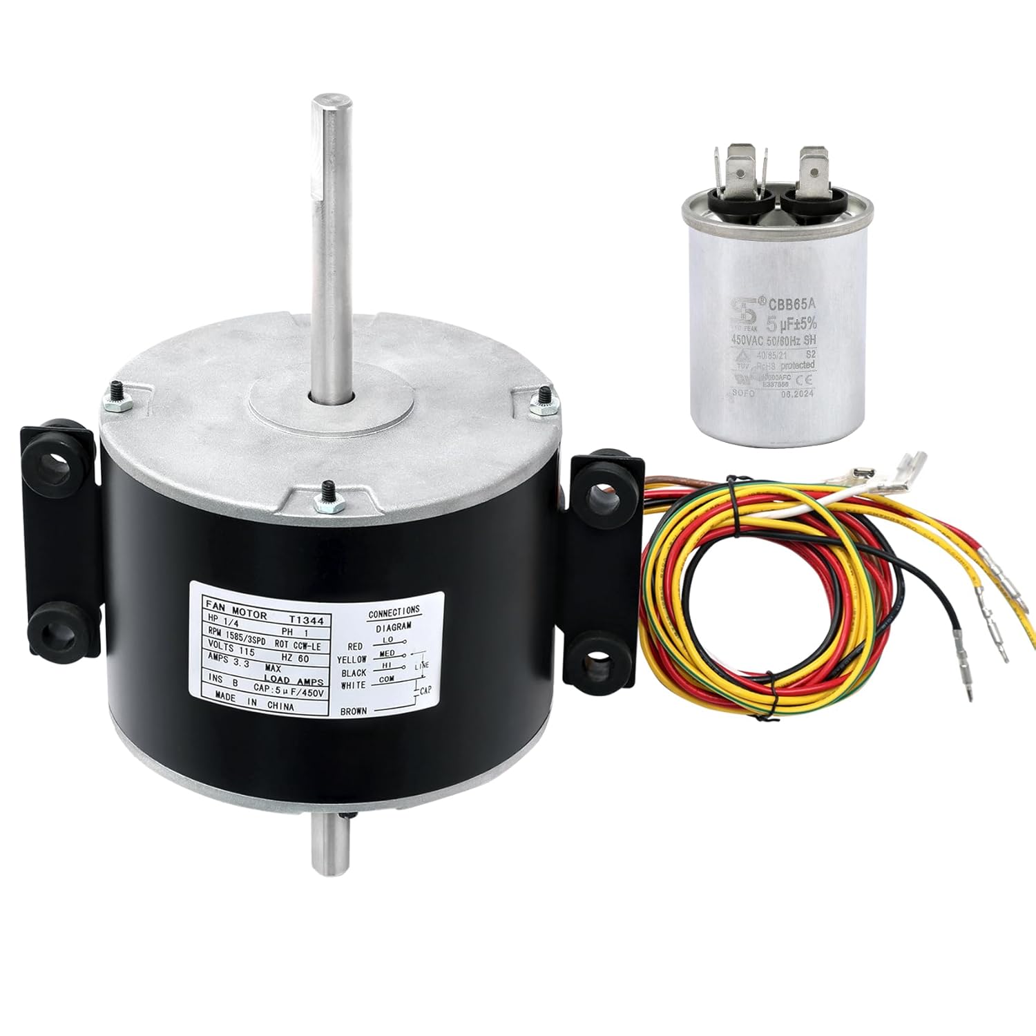 PIRIPARA 3315332.005, 3315332.005 Fan Motor Replacement for genteq F48AF70A61 Fan Motor, Compatible with Dometic Brisk Air II Fan Motor, OEM Replacement for Dometic 3315332.005-1/5 HP, 3-Speed