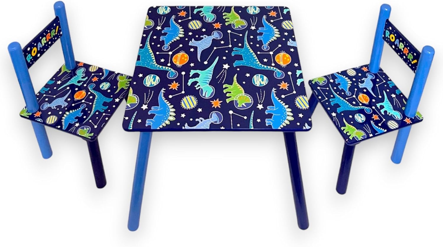 HOMELOX Kids Table & Chair Set Wooden Top Dinosaur Design Table and 2 ...