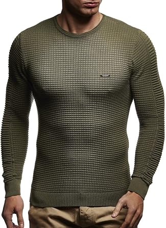Leif Nelson Mens Sweater Knitted Pullover Hoodie Basic Crew Neck Sweatshirt Longsleeve Long Sleeve Slim Fit LN1545