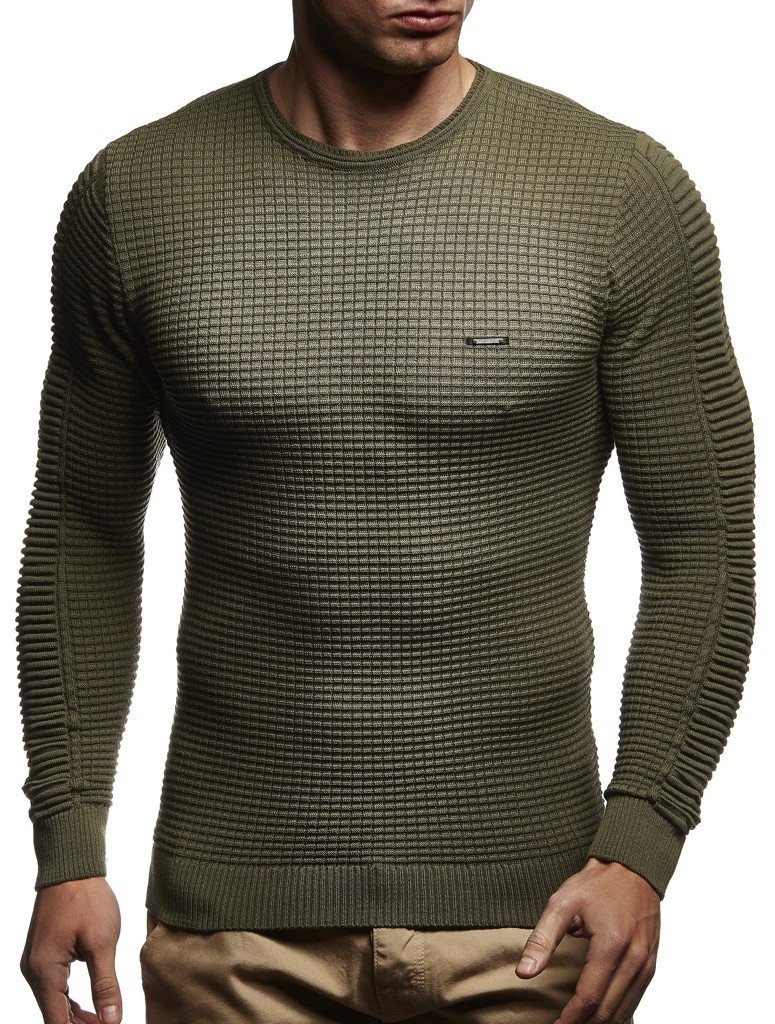 Leif Nelson Strickpullover Herren Rundhals - Dünner Männer Strick Pullover für Winter & Sommer - Coole Crewneck Männer Pullover mit Rundkragen
