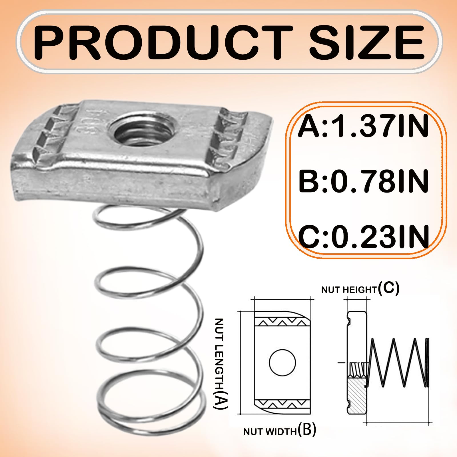 Zinc Plated Strut Channel Nuts - Pack of 10 -7 Zinc Plated Strut Channel Nuts - Pack of 10 -7
