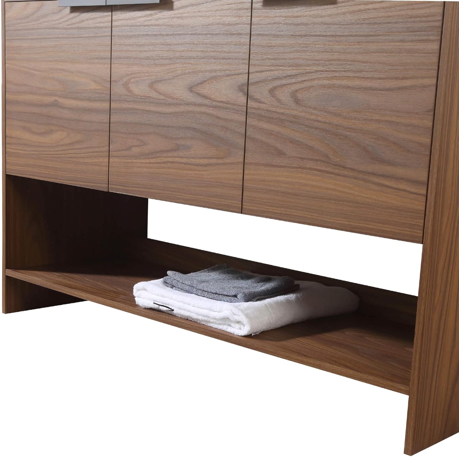 Fine Fixtures Phoenix 48 Inch Bathroom Vanity with Sink – Modern Design, Soft-Close Doors, Storage Drawers, Durable Build – Walnut Vanity for Small Bathrooms (Full Assembly Required)