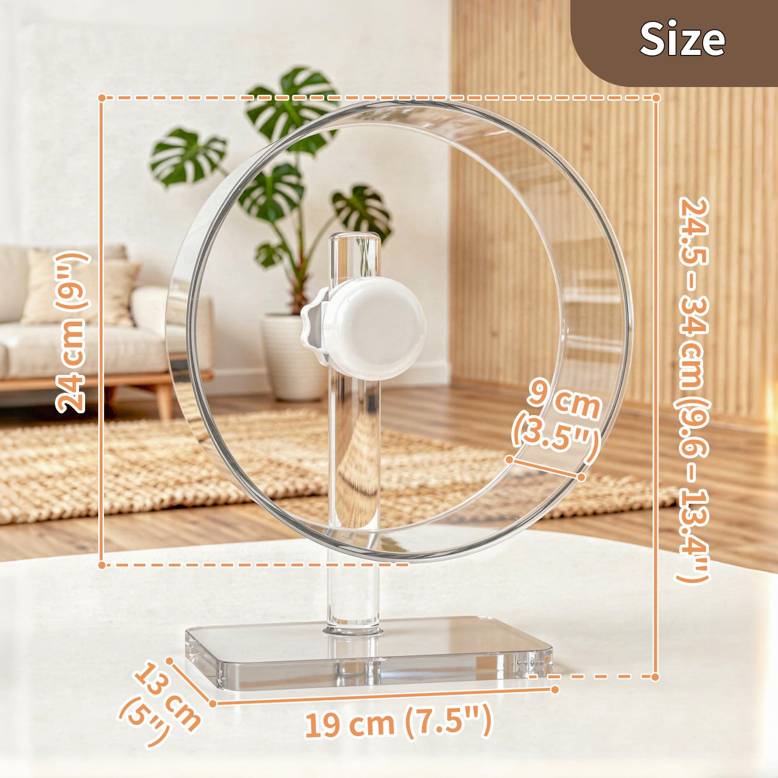 Roue de hamster silencieuse de 24 cm pour hamsters dorés et gerbilles