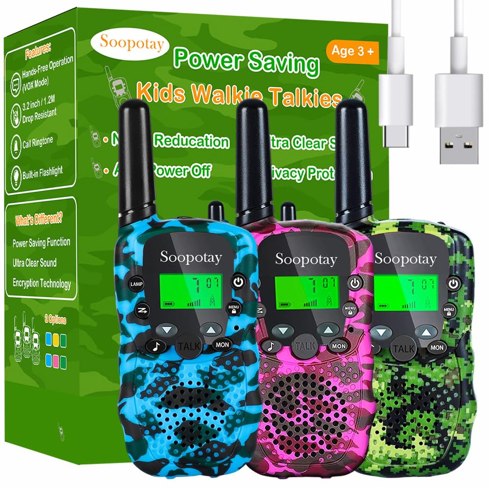 Rechargeable Walkie Talkies for Kids, Outdoor Toys Games for Kids Age 4-12 | 72H Playtime, 7D Standby, Back to School Gifts for Girls Boys, Birthday Gifts for 4 5 6 7 8 9 10 Year Old