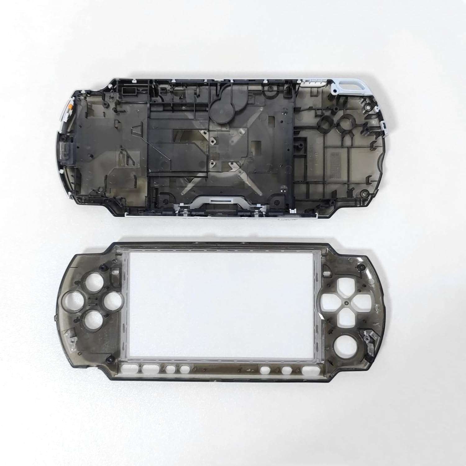 Hzxkqmil Replacement Full Housing Shell Cover Faceplate Case with Buttons Screws Set for Sony PSP 3000 Console (Transparent Black)