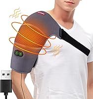 Comfheat USB Heated Shoulder Wrap with Vibration Massage for Rotator Cuff Upper Arm Pain Relief - Portable Heat Pad for Travel