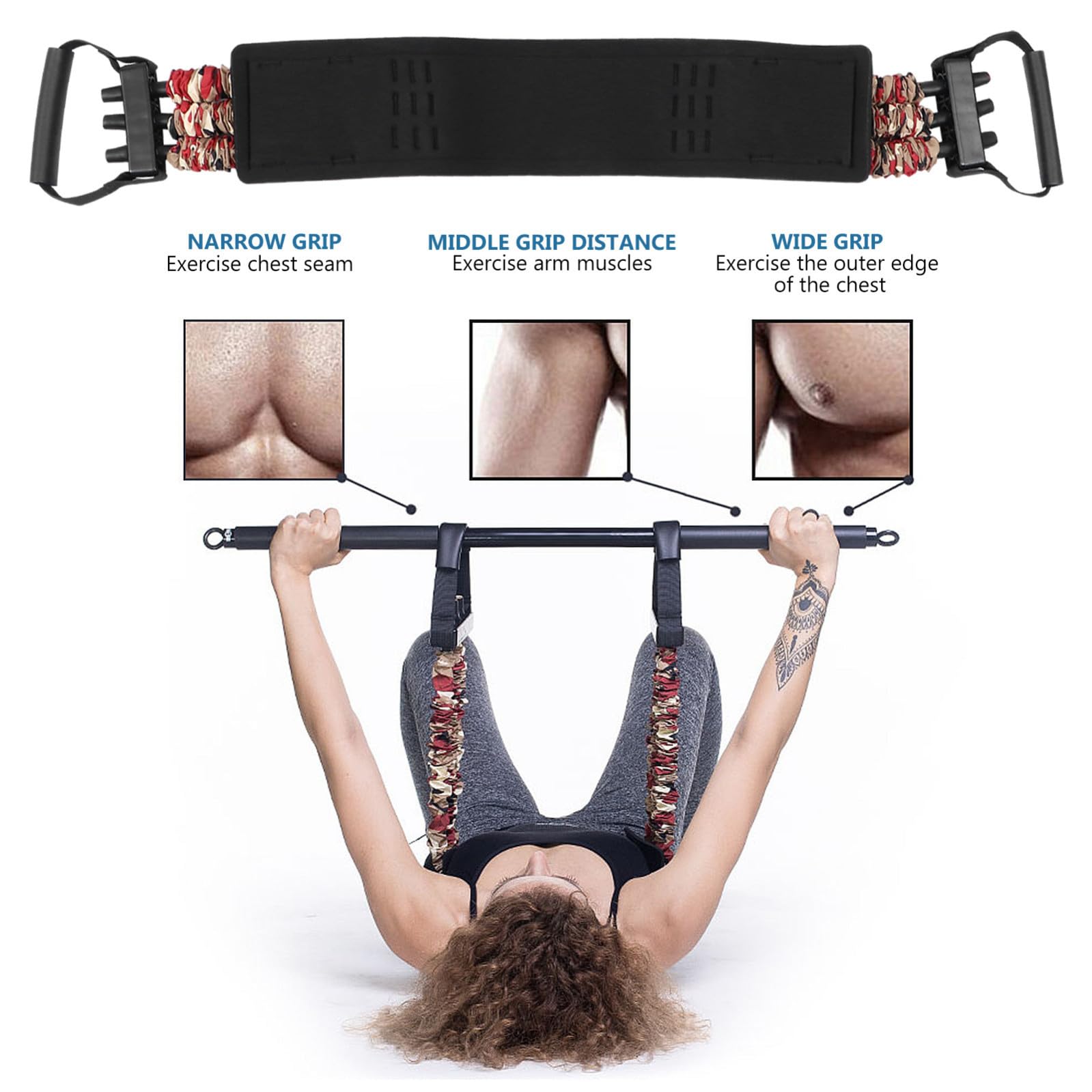 Fascia Elastica di Resistenza per Panca, Espandi Petto Nastro in Nailon e Cintura Imbottita per Allenamento Fitness e Body Building