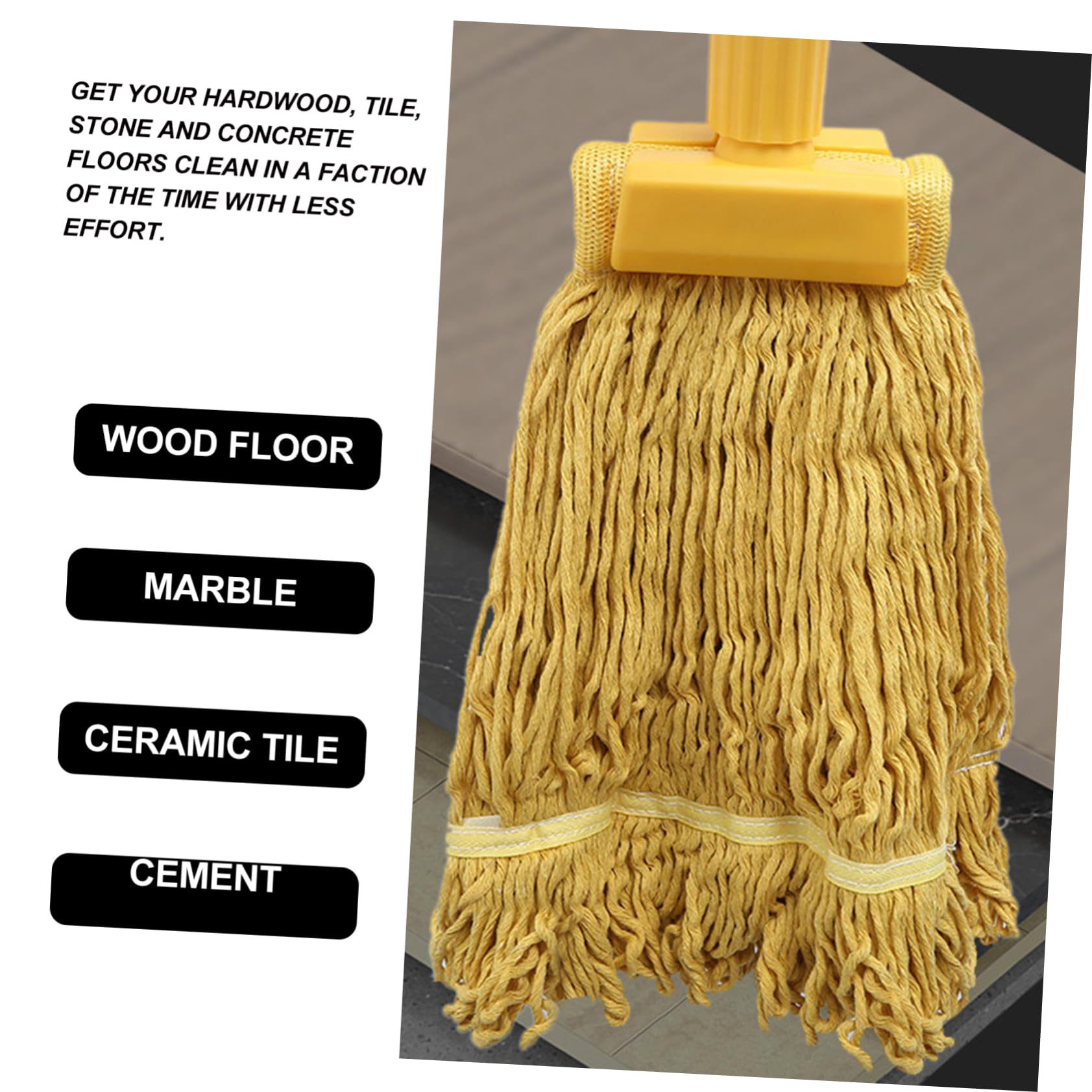 UKCOCO Recambio De Fregona Absorbente 2 Unidades De Hilo De Algodón Lavable Para Limpieza Mopa Suelos Duros y Cerámica, Almohadillas Reutilizables Hogar, Repuesto Práctico Amarillo y Verde